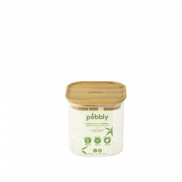Boîte alimentaire Pebbly en verre borosilicate forme carrée