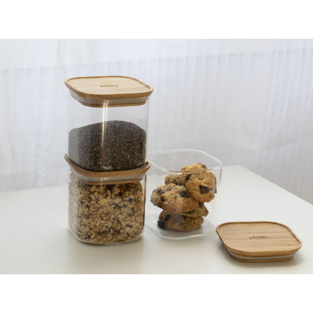 Mise en situation - Set de boîtes alimentaires en verre x3