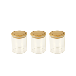 Lot 3 Pots à Épices en Verre et Bambou 190 ml Pebbly