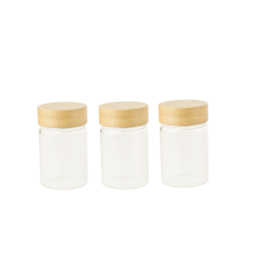 Lot 3 Pots en Verre et Bambou 75 ml Pebbly Lot 3 Pots en Verre et Bambou 75 ml Pebbly