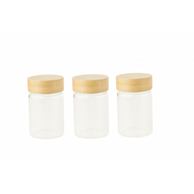 Lot 3 Pots en Verre et Bambou 75 ml Pebbly