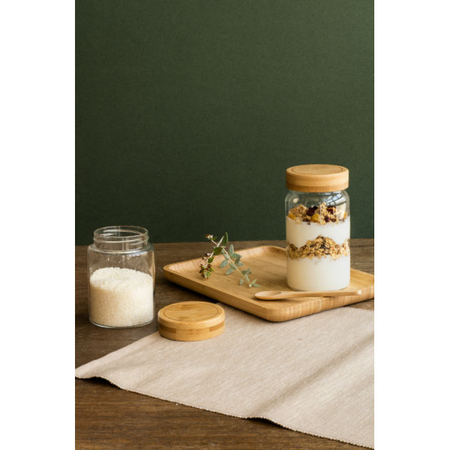 Mise en situation des boîtes alimentaires en verre Pebbly