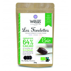 Chocolat Noir Bio 64% Fondettes 250g Weiss Chocolat Noir Bio 64% Fondettes 250g Weiss
