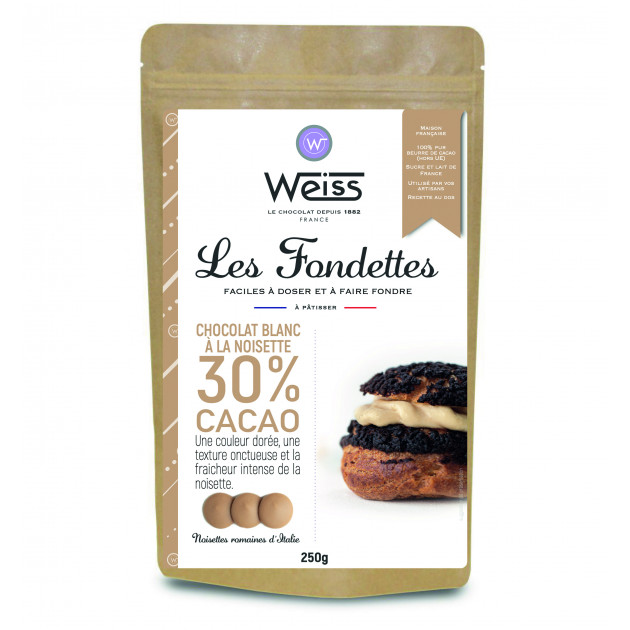 Chocolat Blanc Noisette 30% Fondettes 250g Weiss