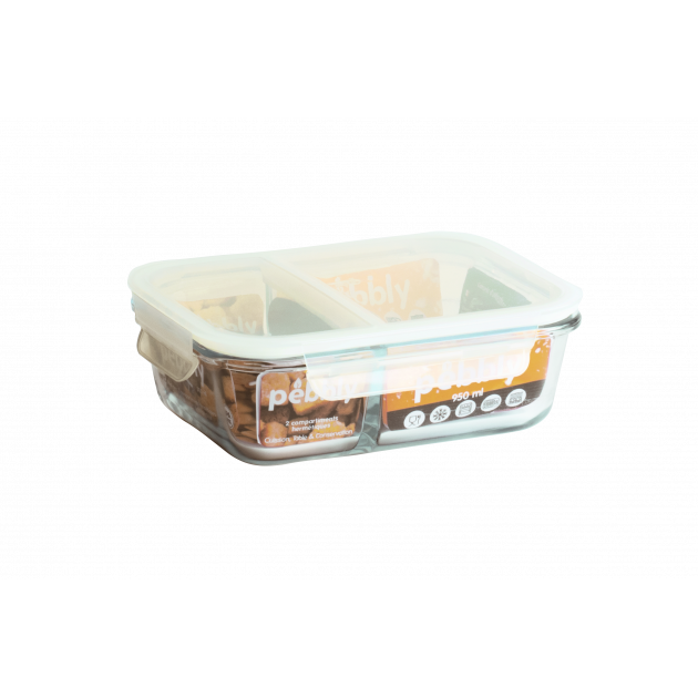 Boîte hermétique en verre et couvercle plastique à clapets Pebbly Boîte hermétique en verre et couvercle plastique à clapets Pebbly