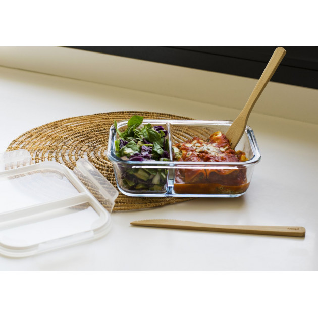 Récipient alimentaire à compartiment rectangulaire en verre micro-ondable,  boîte à lunch, bol de conservation des