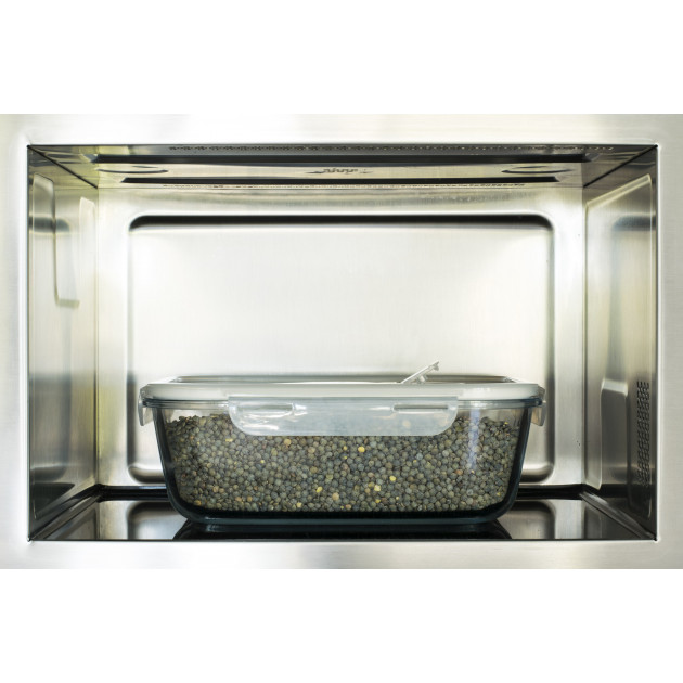 Boîte hermétique en verre et couvercle plastique avec valve vapeur Pebbly - Utilisation micro-ondes Boîte hermétique en verre et couvercle plastique avec valve vapeur Pebbly - Utilisation micro-ondes