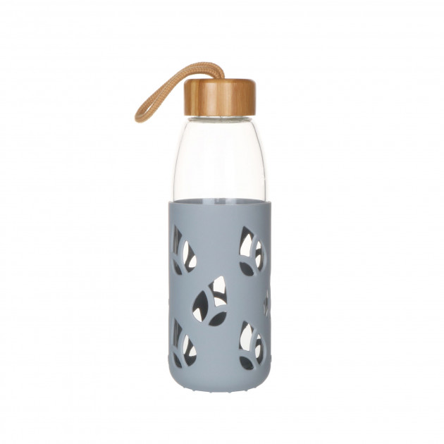 Bouteille en Verre avec Protection Silicone Gris 55 cl Pebbly