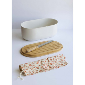 Set Boîte à Pain Métal et Bambou 4 Pièces Pebbly Set Boîte à Pain Métal et Bambou 4 Pièces Pebbly