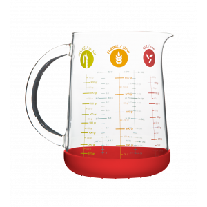 Pichet Doseur en Verre et Silicone 1 L Rouge Pebbly Pichet Doseur en Verre et Silicone 1 L Rouge Pebbly