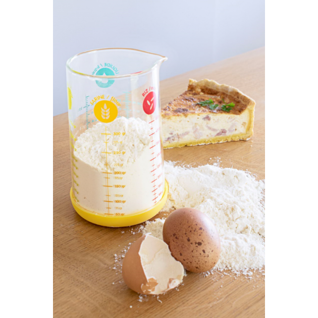 Verre mesureur en verre Pebbly avec base silicone jaune