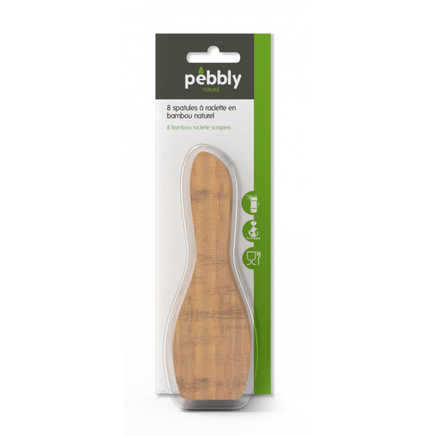 Packaging du set de 8 spatules bois raclette Pebbly Packaging du set de 8 spatules bois raclette Pebbly