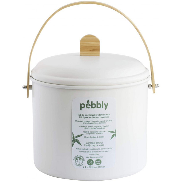 Seau composteur en acier pour cuisine Pebbly