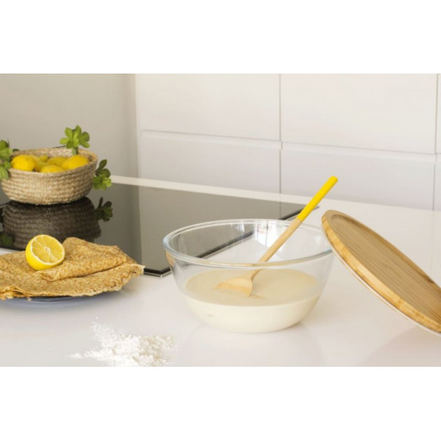 Bol en verre Pebbly avec son couvercle en bambou