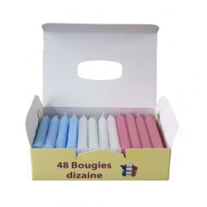 Bougies d'anniversaire torsadées assorties (x48)