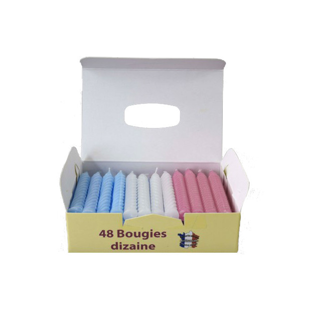 Bougies d'anniversaire torsadées assorties (x48)