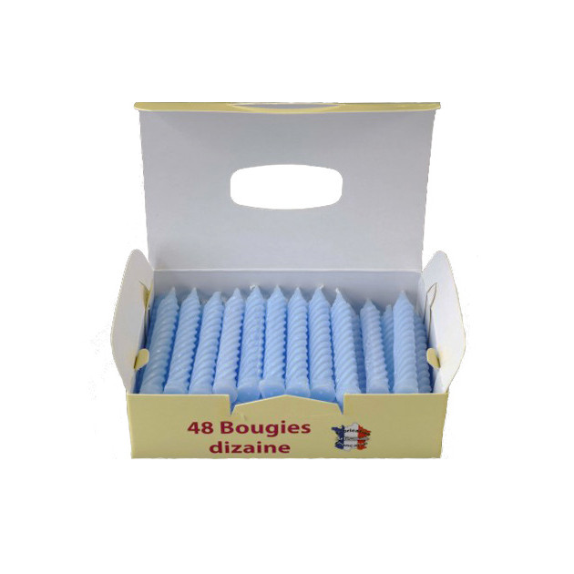 Bougies d'anniversaire torsadées bleues (x48)