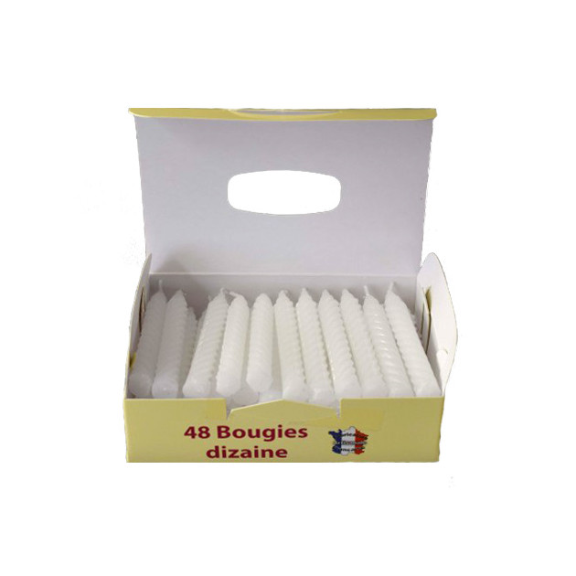 Bougies d'anniversaire torsadées blanches (x48)