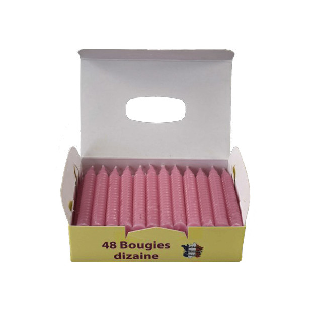 Bougies d'anniversaire torsadées roses (x48)