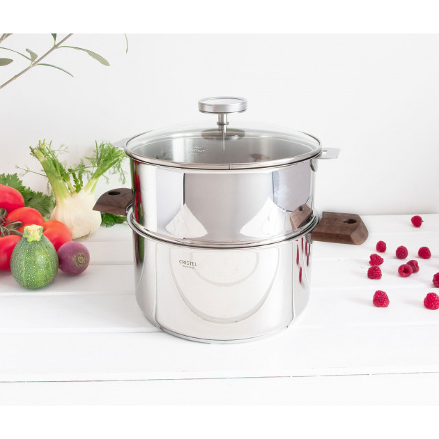 Casserole et Cuit Vapeur Inox Ø 20 cm Anses Noyer Biome Cristel