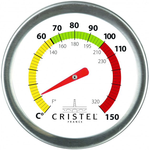 Détail du cadran du thermomètre cuisine inclus avec le cuiseur Biome Cristel Détail du cadran du thermomètre cuisine inclus avec le cuiseur Biome Cristel