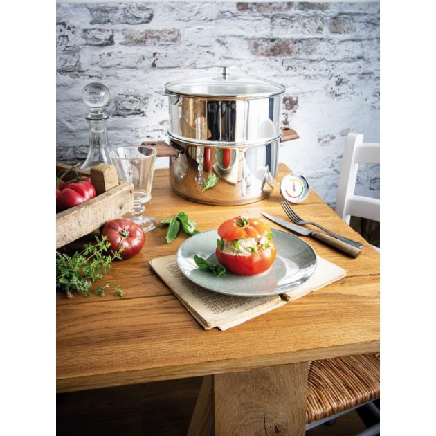 Idée recette cuit vapeur : tomates farcies au veau, mozzarella et basilic avec le cuiseur Biome Cristel Idée recette cuit vapeur : tomates farcies au veau, mozzarella et basilic avec le cuiseur Biome Cristel