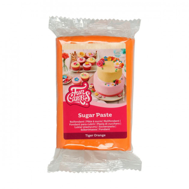 Pâte à Sucre Orange Tigre 250 g Funcakes