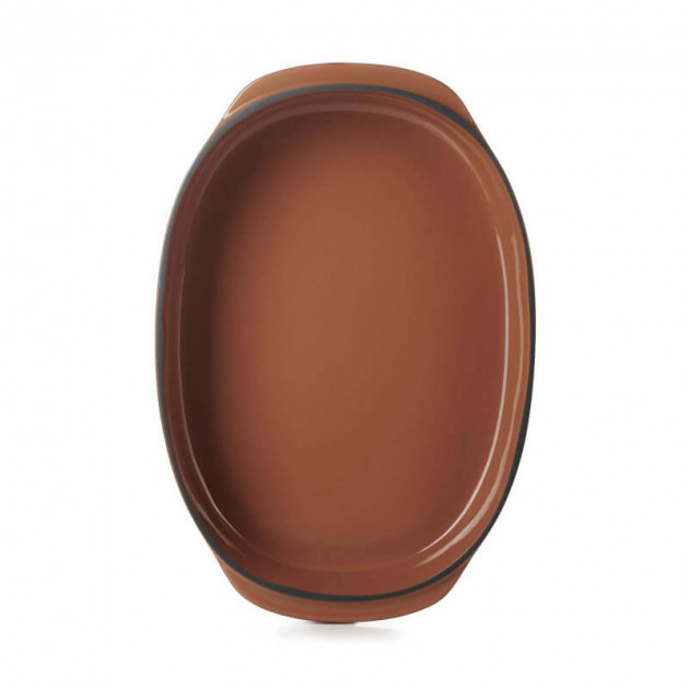 Plat oblong en céramique cannelle Plat oblong en céramique cannelle