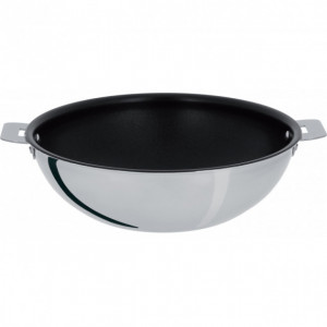 FIN DE SERIE Wok Casteline Ø 24 cm Manche Amovible Anti-Adhésif Inox Cristel