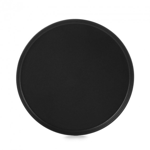Assiette ronde en porcelaine noire effet fonte