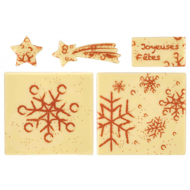 Décoration de Bûche de Noël Chocolat Blanc Joyeuses Fêtes (x1) Florensuc