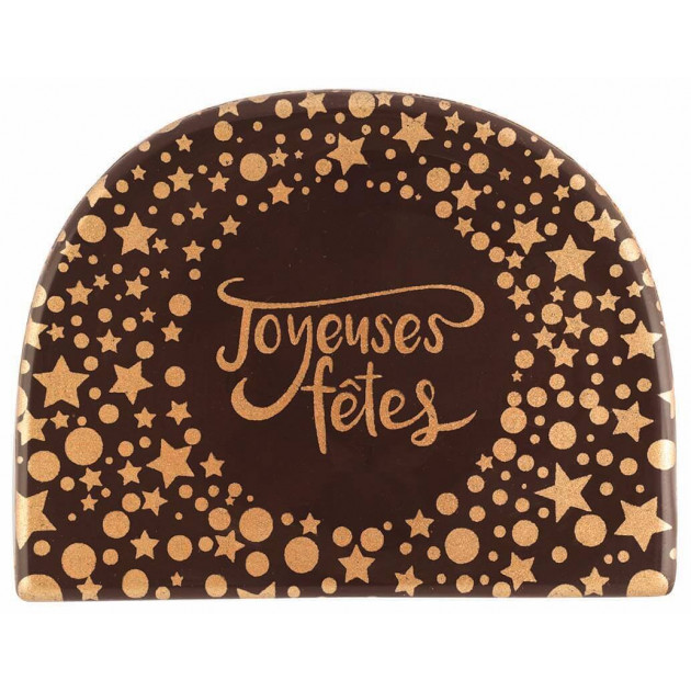 Embout de Bûche Cerf Joyeuses Fêtes Décor en Chocolat 80x60 mm