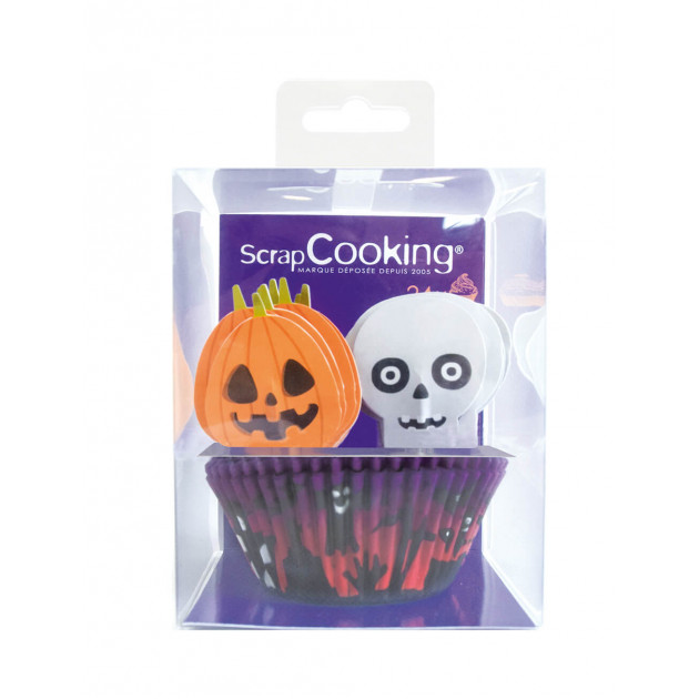 24 Caissettes Cupcake + 24 Cake Toppers Halloween Scrapcooking