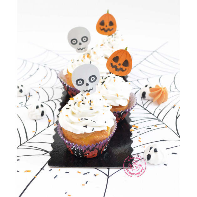Cupcakes Halloween avec caissette muffin et cake toppers papier Scrapcooking Cupcakes Halloween avec caissette muffin et cake toppers papier Scrapcooking