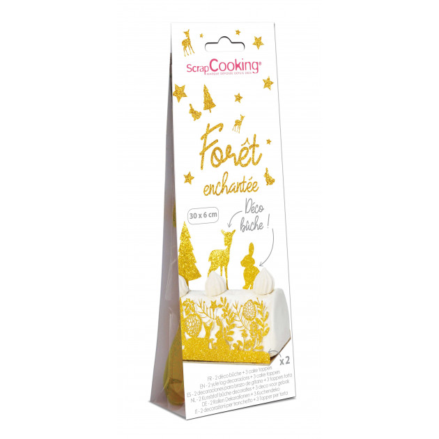 FIN DE SERIE Kit Déco Bûche de Noël Dorée Forêt Enchantée Scrapcooking