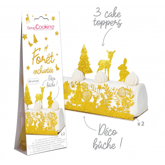 Kit Déco Bûche de Noël Dorée Forêt Enchantée Scrapcooking : achat, vente -  Cuisine Addict