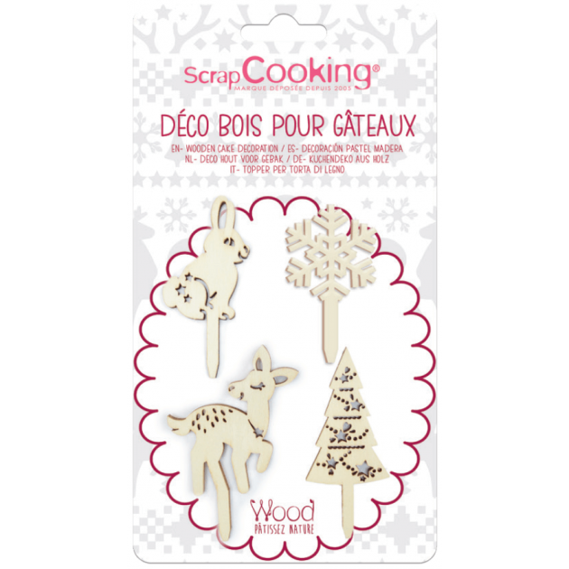 FIN DE SERIE Cake Topper Bois Forêt Enchantée (x4) Scrapcooking