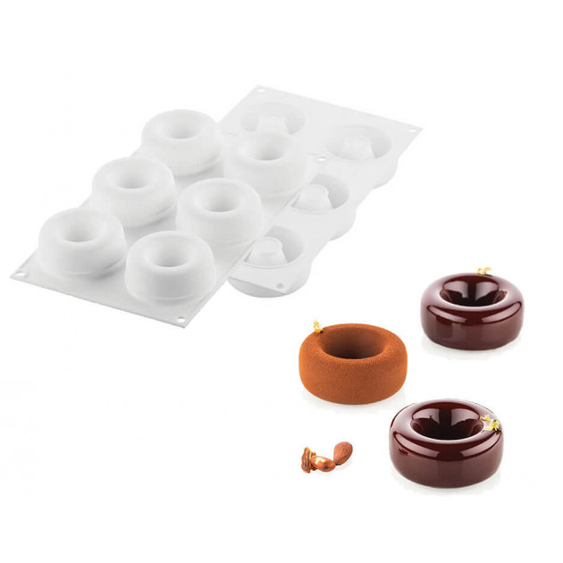 Moule Silicone Savarin Oblio Ø 7,5 cm x H 3 cm (x6) Silikomart Professional