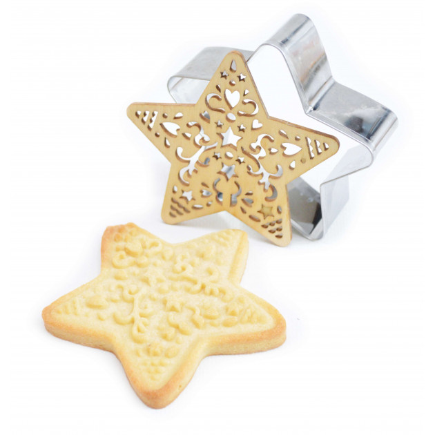 Biscuit Noël emporte pièce inox et embosseur bois Scrapcooking
