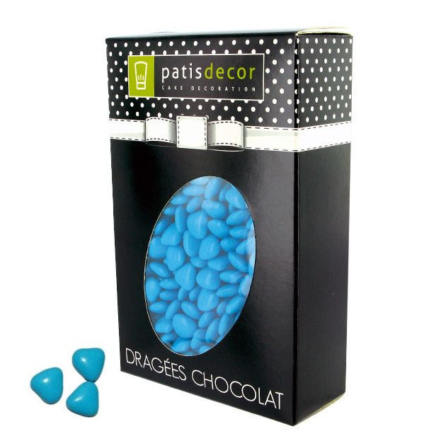 FIN DE SERIE Dragees Chocolat Mini-Coeurs Bleu 500 g Patisdecor