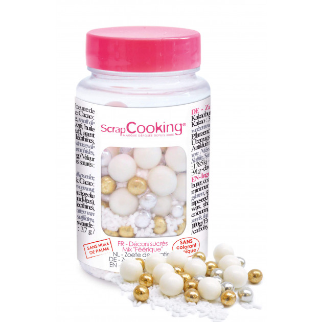 Perles de sucre Funcakes Rose & Blanc - Perle Dorée