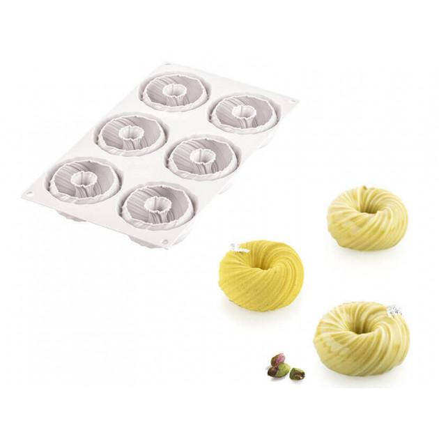 Moule Silicone Intreccio Ø 7,5 cm x H 3,5 cm (x6) Silikomart Professional  :achat, vente - Cuisine Addict