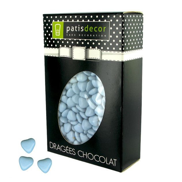 Dragees Chocolat Mini-Coeurs Bleu Ciel 500 g Patisdecor