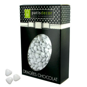 FIN DE SERIE Dragées Chocolat Mini-Coeurs Blanc 500 g Patisdécor