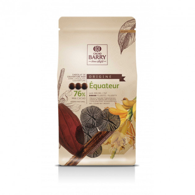 Chocolat noir en pistoles origine Equateur 76% Chocolat noir en pistoles origine Equateur 76%