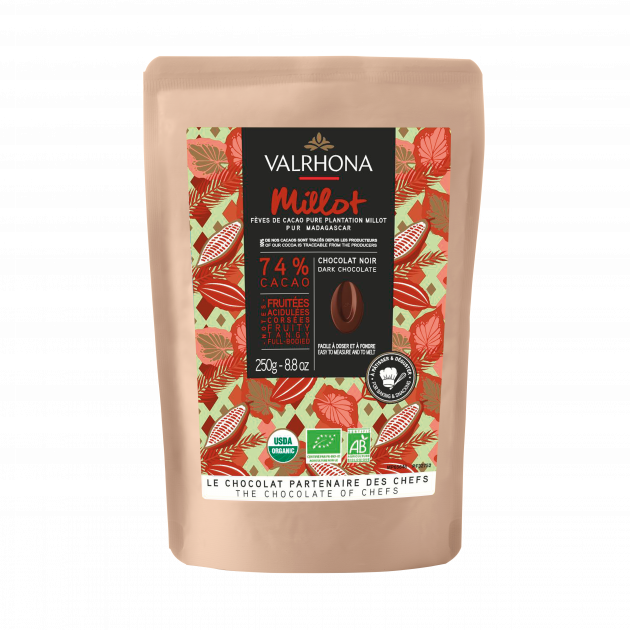 Chocolat de Couverture Noir Millot 74% Bio 250g Valrhona