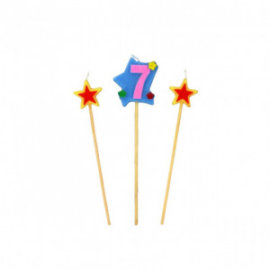 Bougie Chiffre 7 avec 2 bougies étoiles Gatodéco Bougie Chiffre 7 avec 2 bougies étoiles Gatodéco