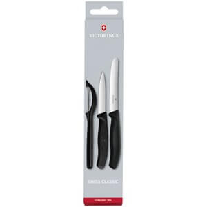 Set Couteau d'Office, Couteau à Tomate et Epluche Légumes Noir Swiss Classic Victorinox