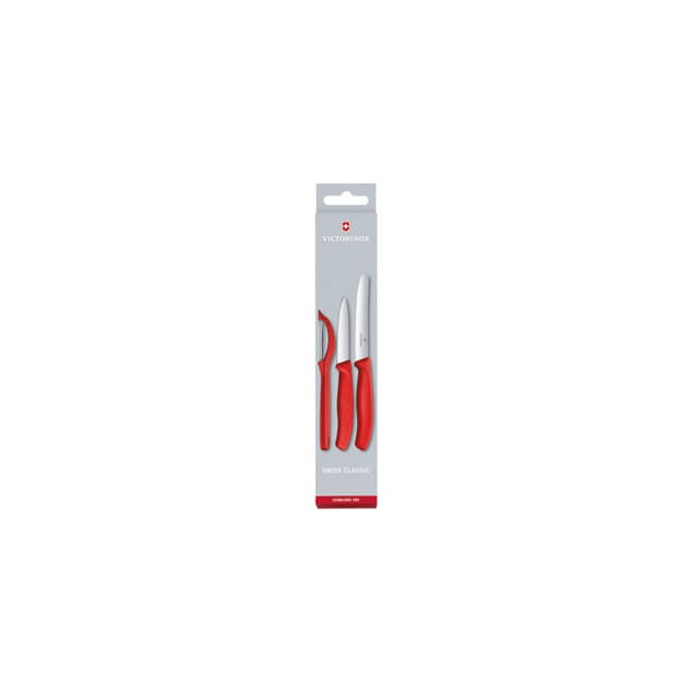 Set Couteau d'Office, Couteau à Tomate et Epluche Légumes Rouge Swiss Classic Victorinox