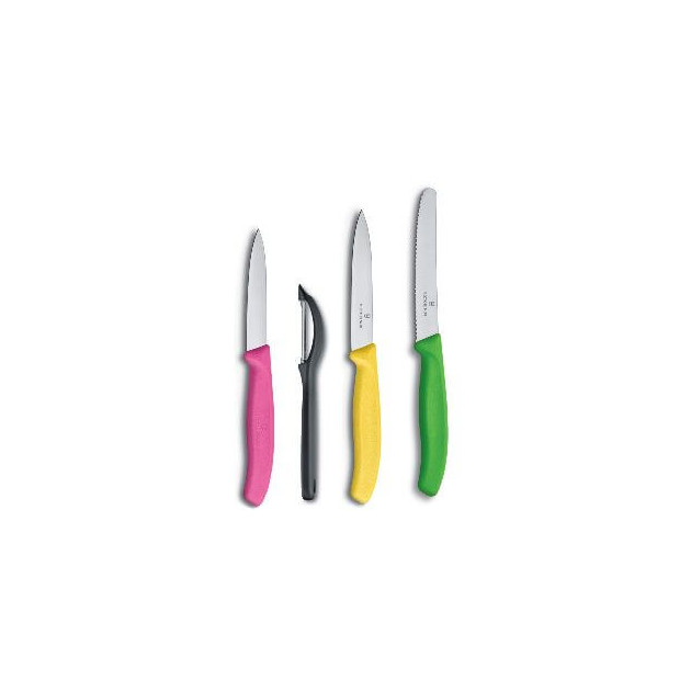 Set 2 Couteaux d'Office, un Couteau à Tomate et un Epluche Légumes Swiss  Classic Victorinox :achat, vente - Cuisine Addict